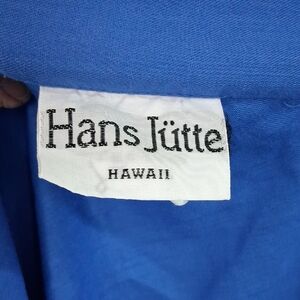 Hans Jütte Blue Hawaiian Wrap Skirt - Bold Royal Blue with White Flowers.